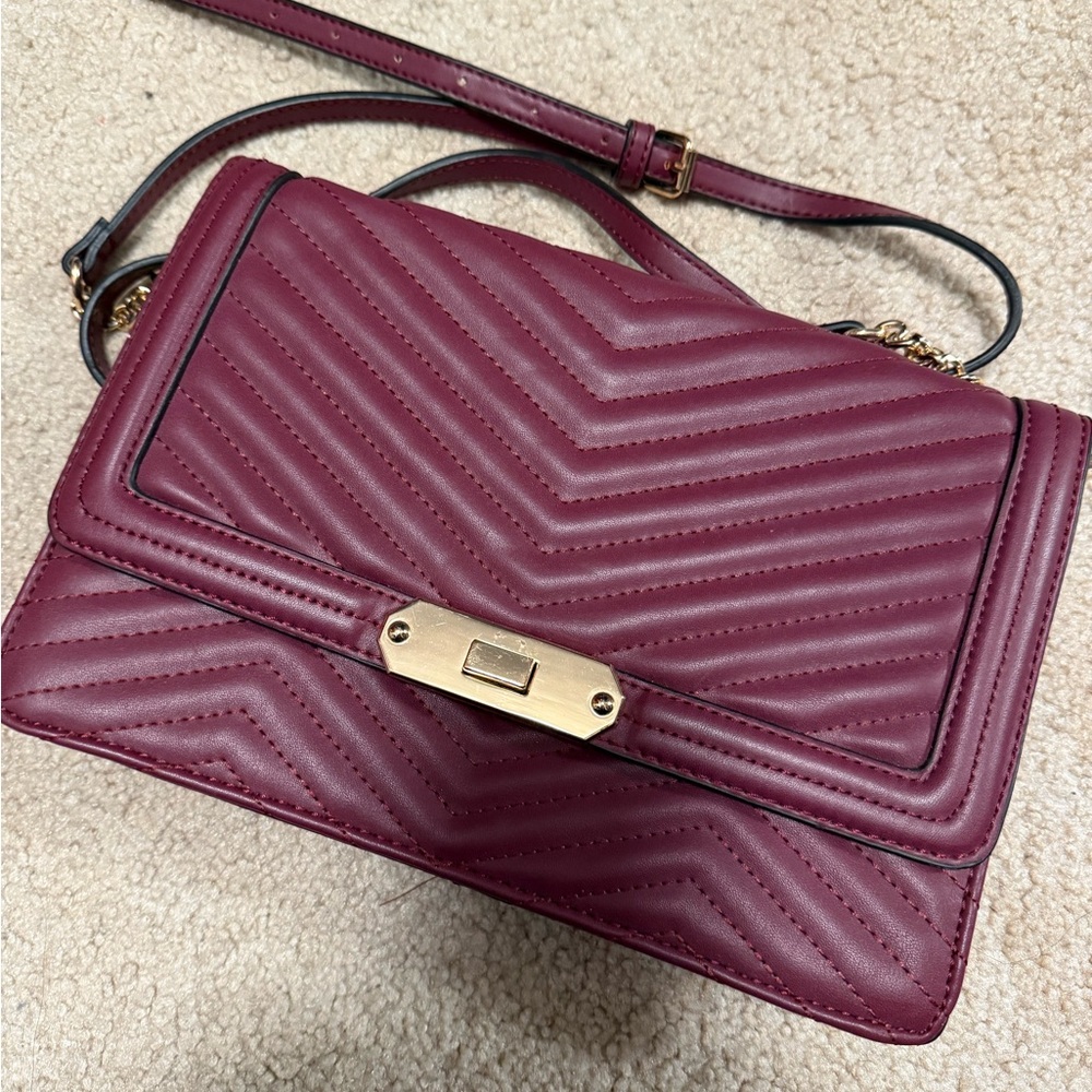 a new day Red Crossbody Bag with Quilted Design and Gold Hardware